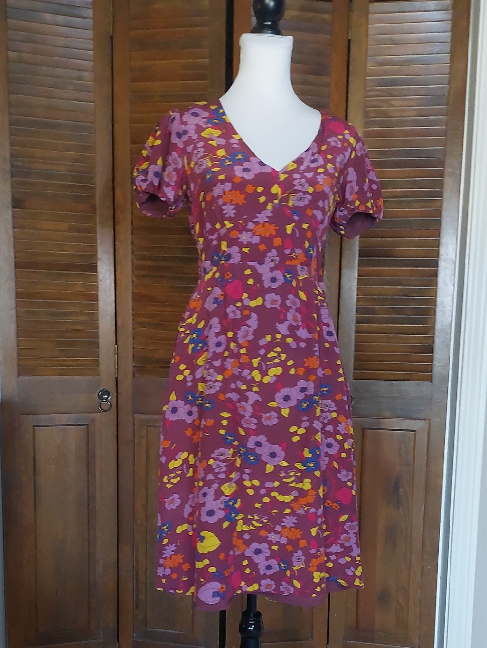 ModCloth The Sweetest Occasion Purple Floral & Mushroom Print Midi Dress Sz S